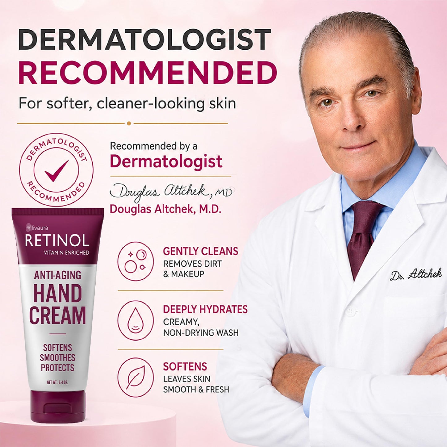 LIVAURA Retinol Anti-Aging Hand Cream – Moisturizing Hand Lotion for Dry Cracked Hands, Non Greasy Moisturizer for Women & Men, Travel Size Hands Cream for Daily Care, For Dry Hands