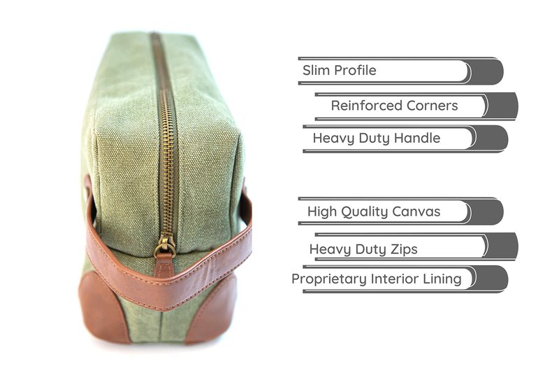 Vetelli Vintage Canvas Toiletry Bags, Travel In Style, Waterproof Canvas Dopp Kits, Durable (Marco) (Green)