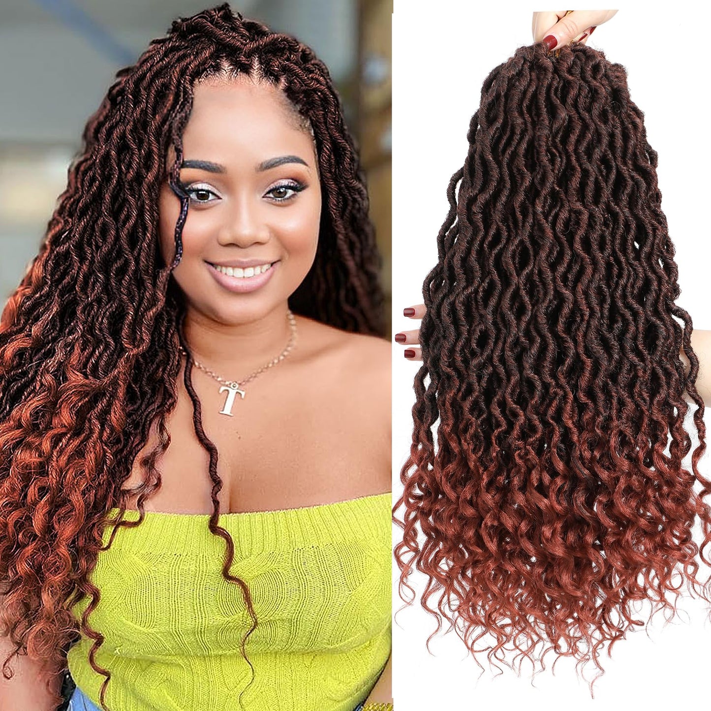 Karida Faux Locs Crochet Hair - 24 Inch, Wavy Goddess Locs With Curly Ends, Boho Style For Black Women (8 Packs, T350#)