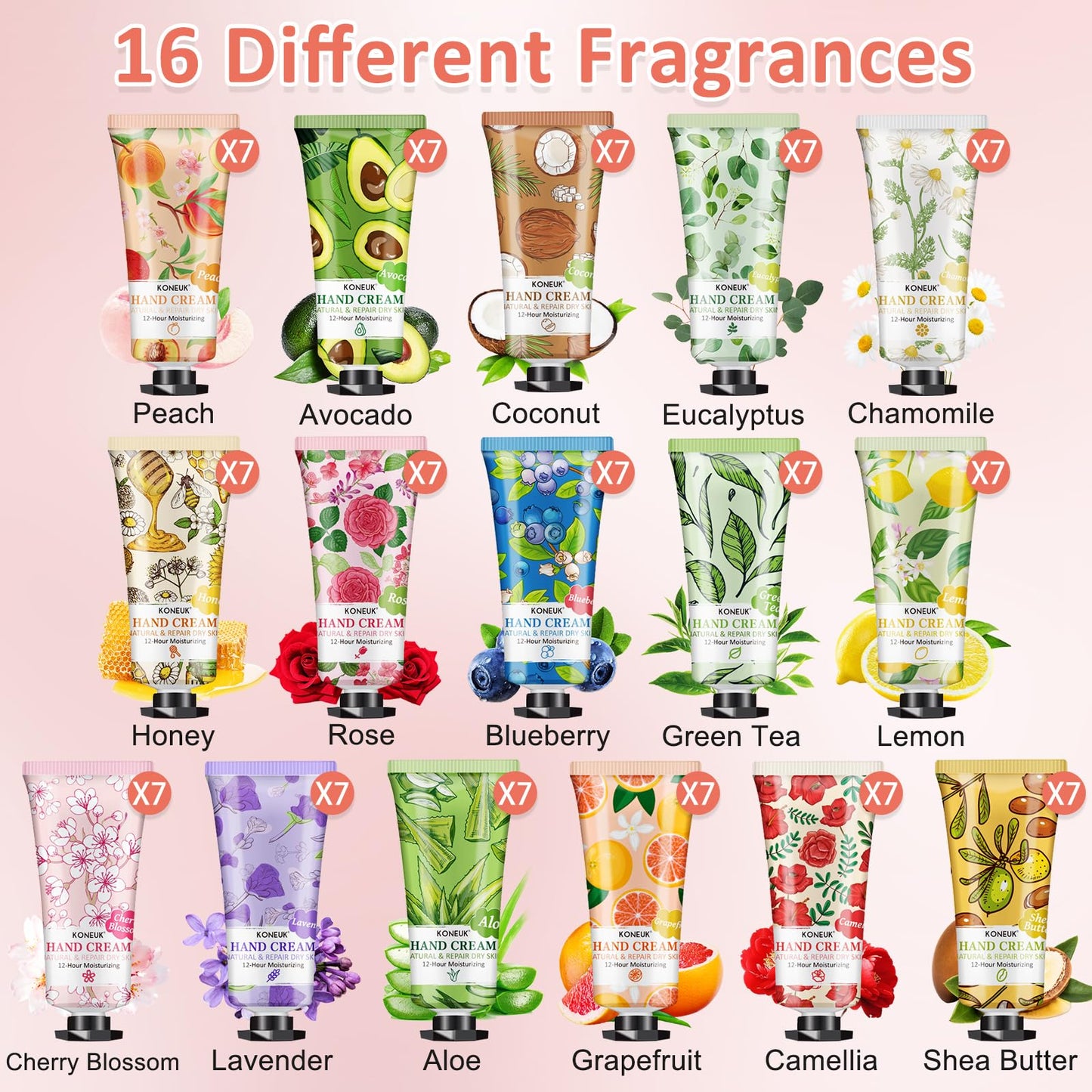 KONEUK 112 Pack Moisturizing Hand Cream Set, Bulk Gifts for Women, Hand Lotion Travel Size for Dry Cracked Hands, Mini Hand Cream for Teacher Appreciation Gifts, Graduation Gifts, Birthday Gifts