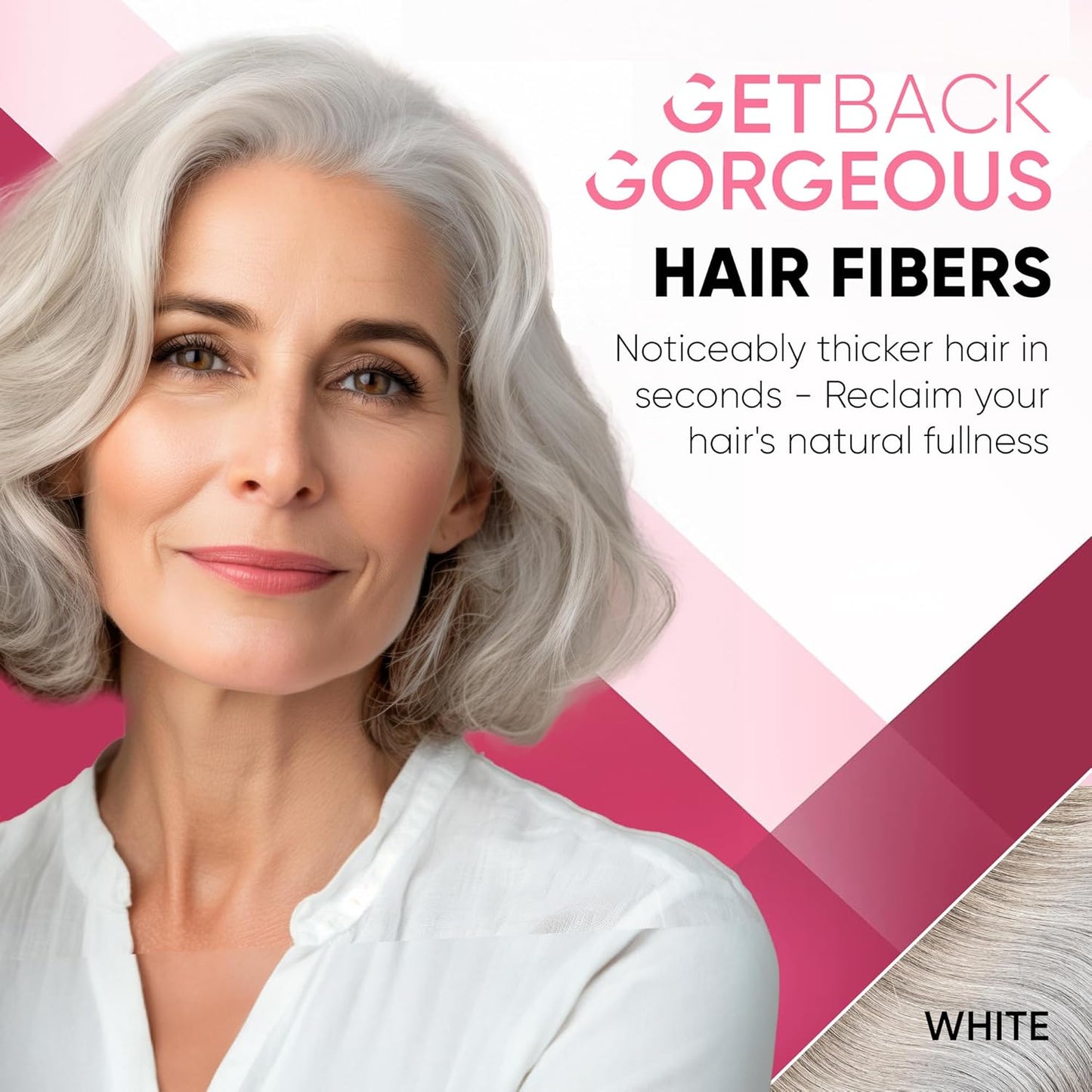 Hair Fibers for Thinning Hair & Bald Spots - Instant Cover Up & Volume | 25g White Powder for Men & Women