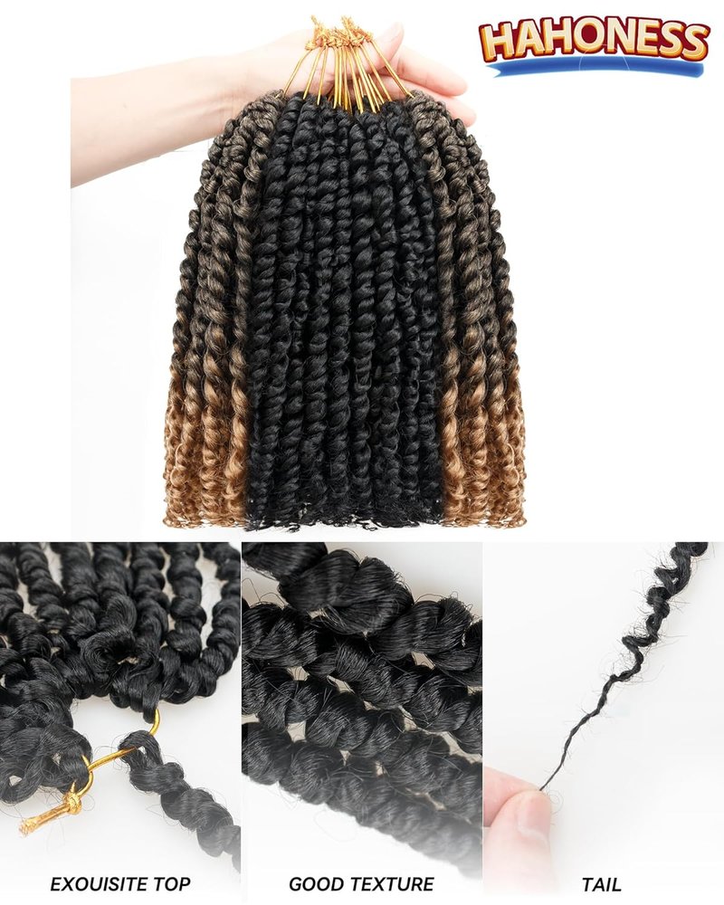Passion Twist Crochet Hair - 10 Inches, 9 Packs, Super Soft & Bouncy Synthetic Extensions for Black Women | Mixed Color Combo (1B + T1B/27)