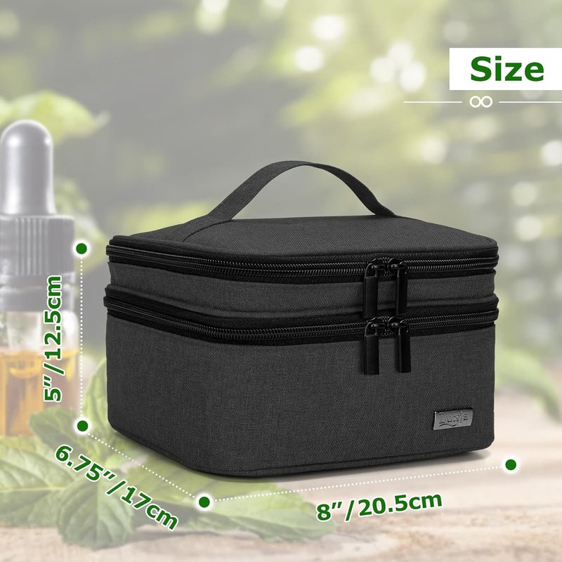 Essential Oil Carrying Case - Double-Layer Organizer for 30 Bottles (5ml-30ml) | Black Bag Only