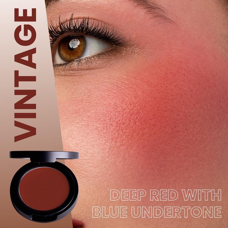 POISE Makeup HD Crème Lip and Cheek Compact | High Pigment Cheek Blusher and Lipstick in One Hydrating for Skin Infused w/Shea Butter, VINTAGE