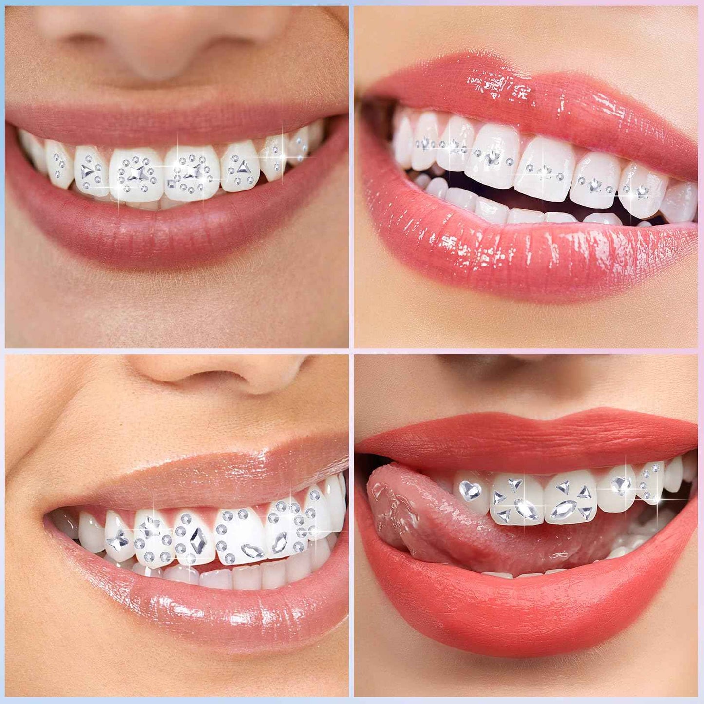 Leelosp 480 Pcs Tooth Gem Kit DIY Teeth Crystals Jewelry Fashionable Teeth Gems Kit Artificial Crystal Tooth Reflective Ornaments (Without Glue) (White)