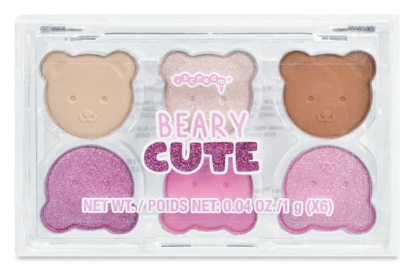 iscream Beary Cute Soft Shades Glitter and Matte Eyeshadow Palette, Pinks and Neutrals