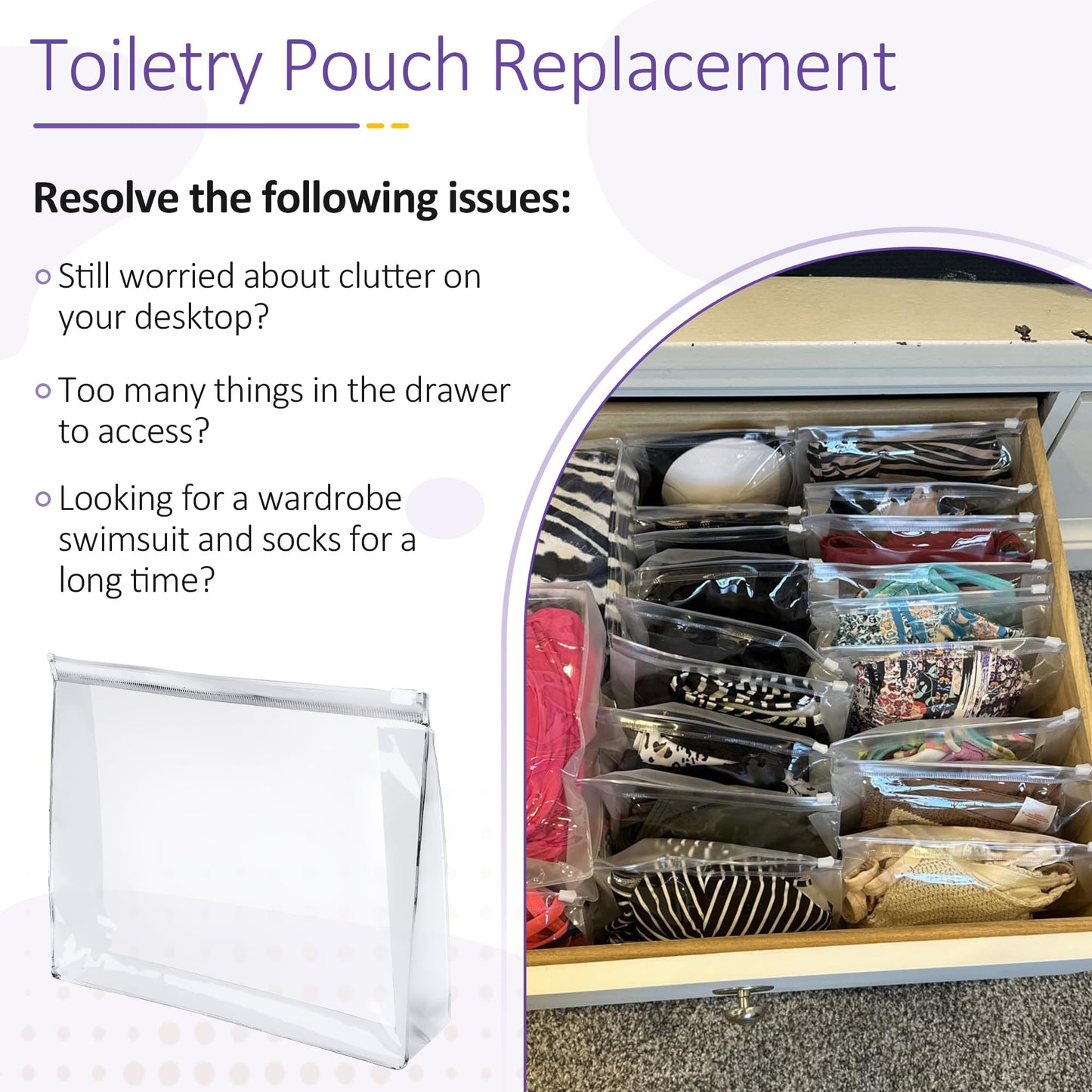 50 Pcs Mini Clear Makeup Bag Travel Toiletry Organizer Pouch, 7.87 x 5.90 Inches Cosmetic Vanity Drawers Waterproof Zipper Organizer Swimsuit Organizer Bags, Vacation Portable Bulk Toiletry Bag
