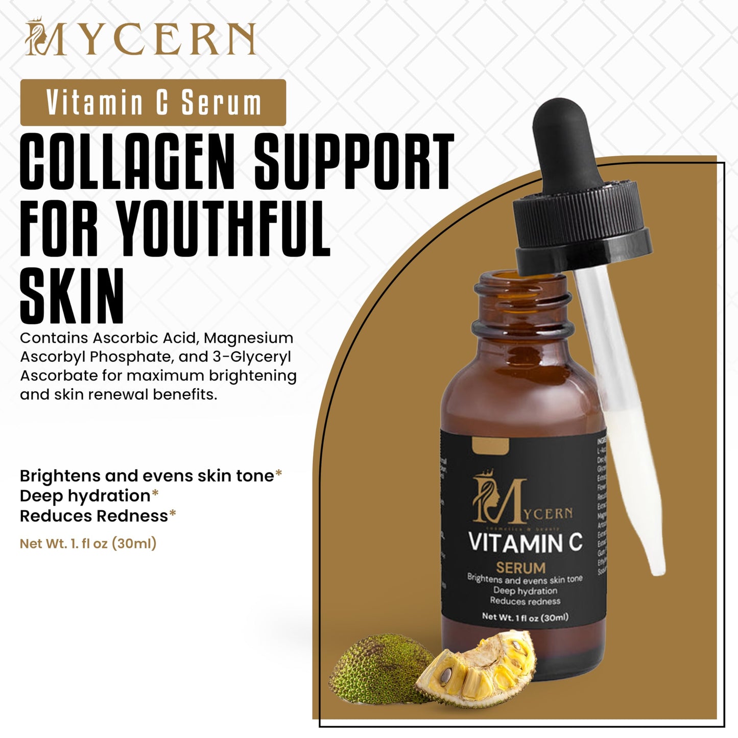 MyCern Vitamin C Serum for Face – Brightening & Hydrating Face Serum, Non-Greasy, with L-Ascorbic Acid & Ferulic Acid, Antioxidant Skin Care for Radiant, Smooth Skin, 1 fl oz