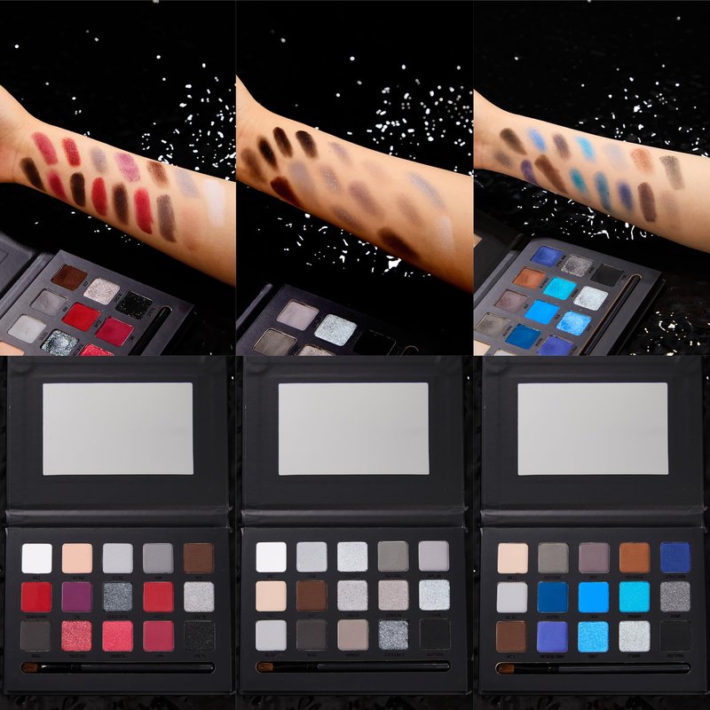 VANERIA Black Smoky Eyeshadow Palette,15 Colors Goth Makeup,Silver Grey Eyeshadow,High Pigment,Long Wear,Cool Toned Eyeshadow Palette,Waterproof,Intense Color(Gothic Black)