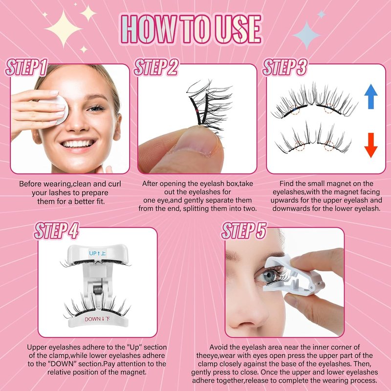 Magnetic Eyelashes - Soft Reusable Lashes with Applicator | Waterproof & Easy to Wear (1 Pair, Frisky)