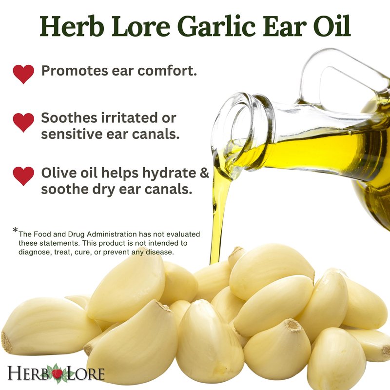 Garlic Ear Oil Drops – Soothes Dry, Itchy, or Clogged Ears for Kids & Adults - 1 fl oz - Herb Lore