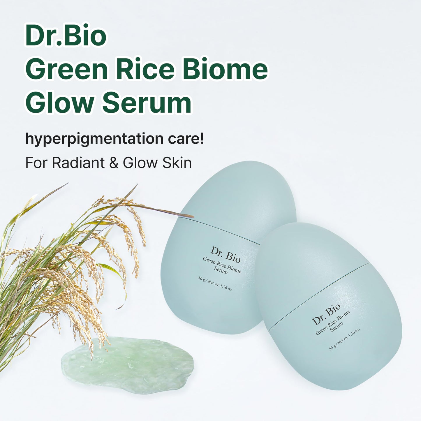 Dr. Bio Green Rice Biome Serum (1.69 fl.oz) with Probiotic, Reduce Dark Spots, Treat Hyperpigmentation & Blemish, Radiant Skin, Even Skin Tone, Fragrance-Free, Vegan Korean Skincare for sensitive skin