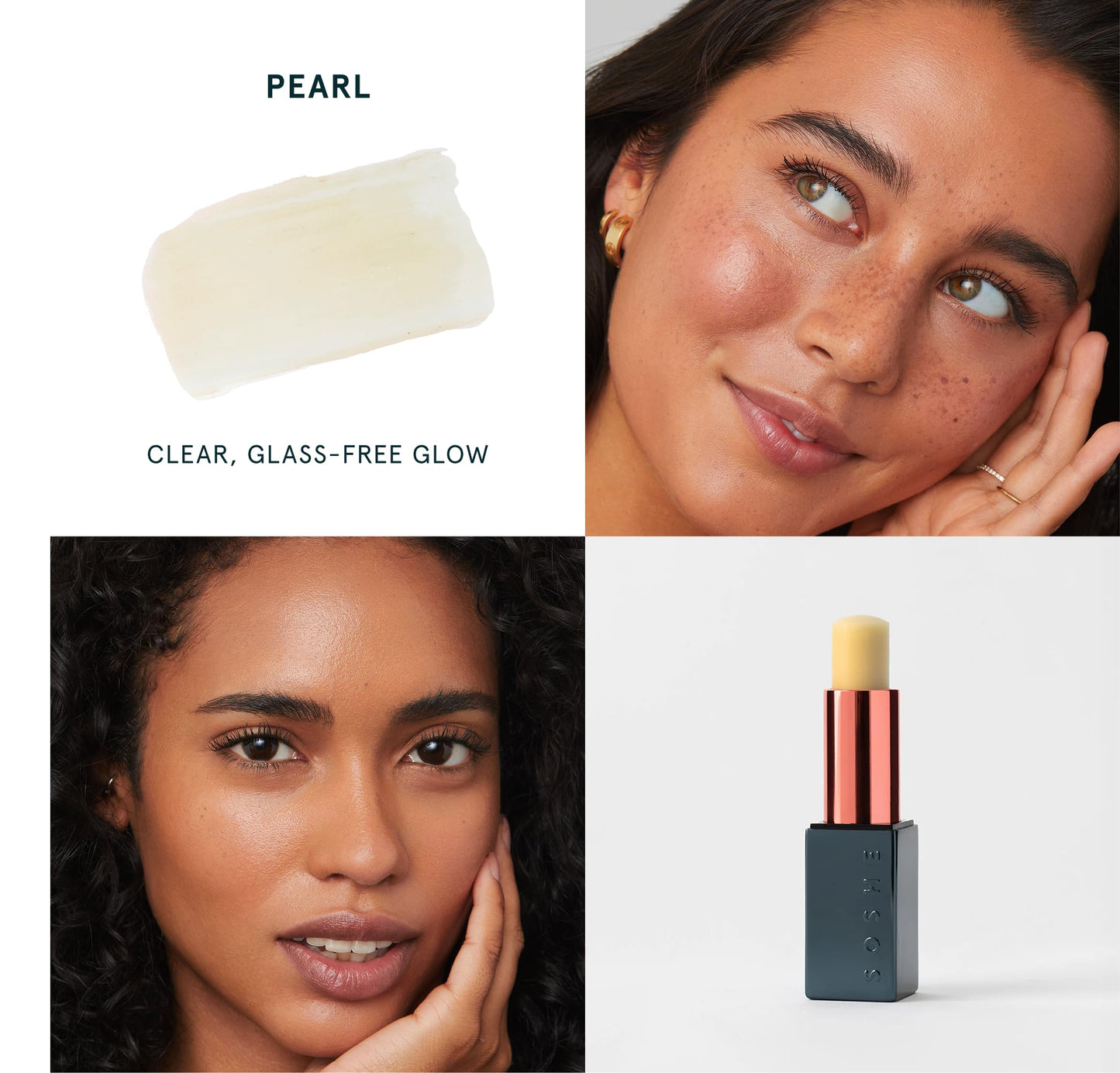 SOSHE Beauty - Peptide Glow Hydrating Lip Treatment | Intense Moisture | Peptides, Vitamin E, Hyaluronic Acid | Cruelty-Free, Certified Plastic Negative (Pearl - Clear)