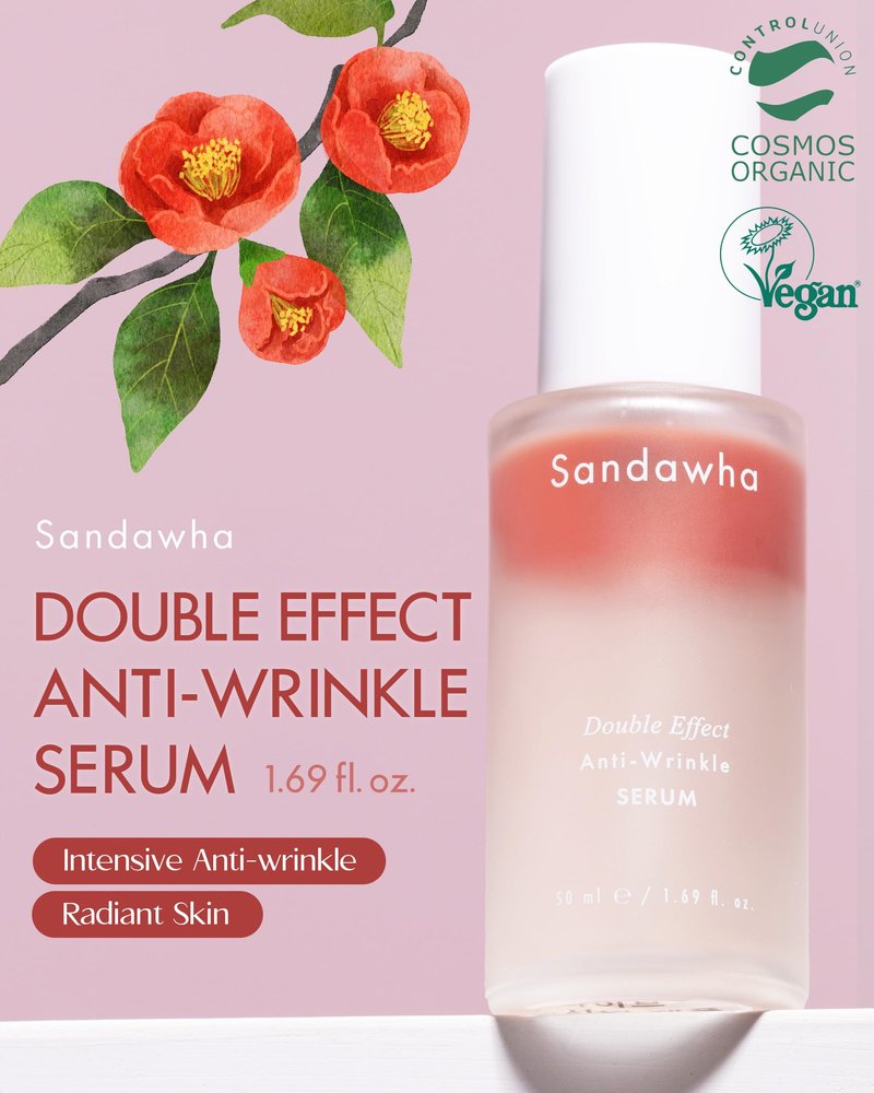 SKINCURE Sandawha Double Effect Anti-Wrinkle Serum with Camellia Extract - Korean Skincare Vegan Camellia Serum for Fine Line Smoothing, Hydration & Anti-Aging 1.76 fl.oz.