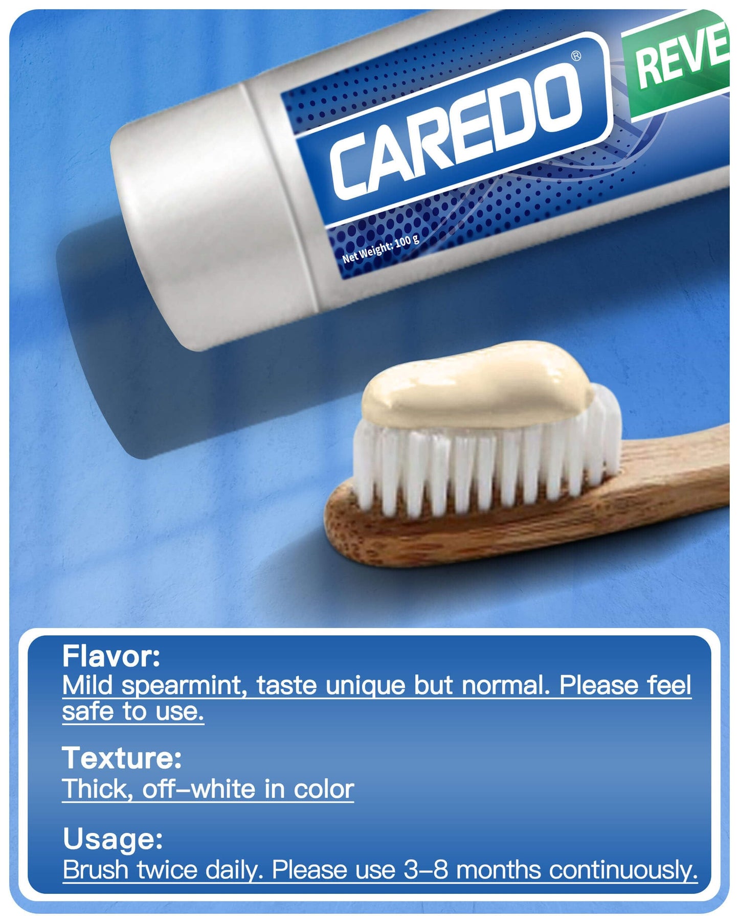 CAREDO Cavity Reversal Hydroxyapatite Toothpaste for Adults, Cavity Tooth Filler as Home Cavity Repair, Fluoride Free Reverse Cavities Treatment for Tooth Decay Repair, Remineralizing Repair 3.52OZ