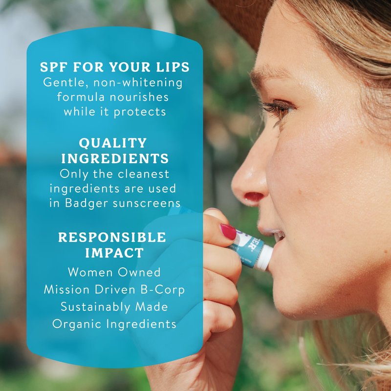 Badger Mineral Sunscreen Lip Balm SPF 15, Reef Safe, Zinc Oxide, Unscented, Travel Size, SPF Lip Balm Sunscreen Stick, .15 oz 4-Pack