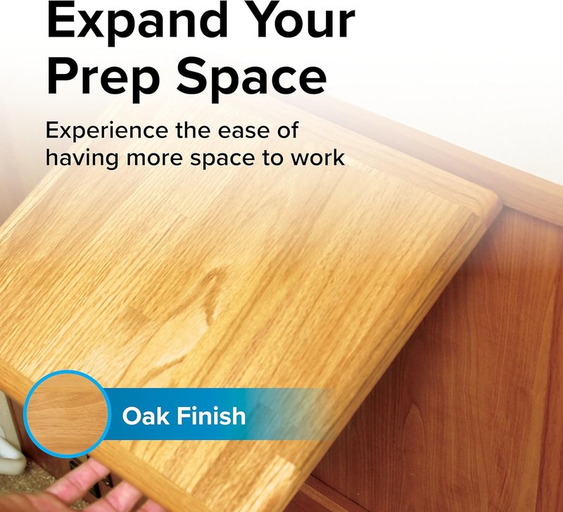Camco Oak Accent RV Countertop Extension - Non-Toxic Gloss Finish | 12” x 13.5” x .75”