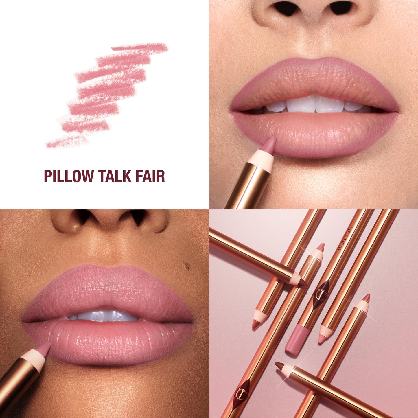 Charlotte Tilbury Lip Cheat Lip Liner Pencil - Creamy Fuller-Looking Lip Pencil with Jojoba Oil & Hyaluronic Acid - Waterproof, Smudge-Proof & Transfer-Proof - 6H Wear - Pillow Talk Fair