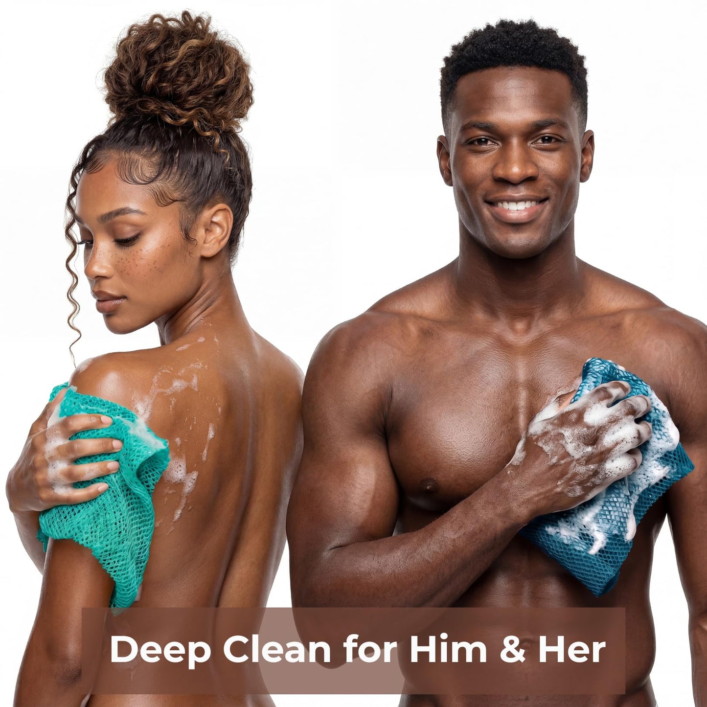 African Net Sponge Authentic 3 Pack, Body Scrubber Exfoliating Bath Sponge for Face and Body, Quick Drying Mesh Body Scrub for All Skin Types, Durable and Travel Friendly (Dark Blue, Blue, Turquoise)