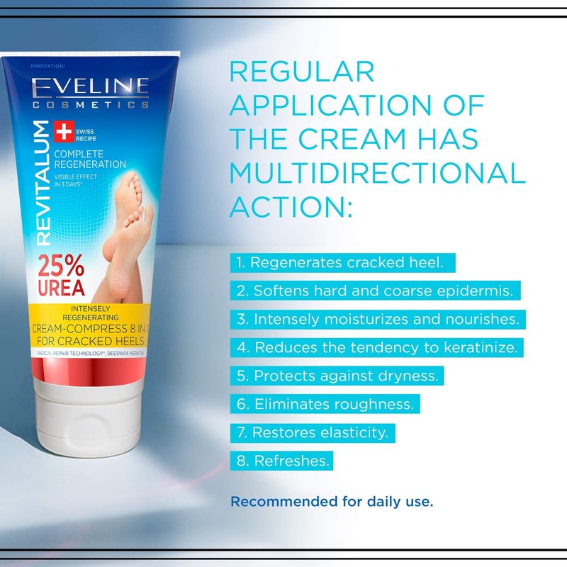 Eveline Revitalum Foot Cream Regenerating 8 In 1 Urea 25% 3.5oz