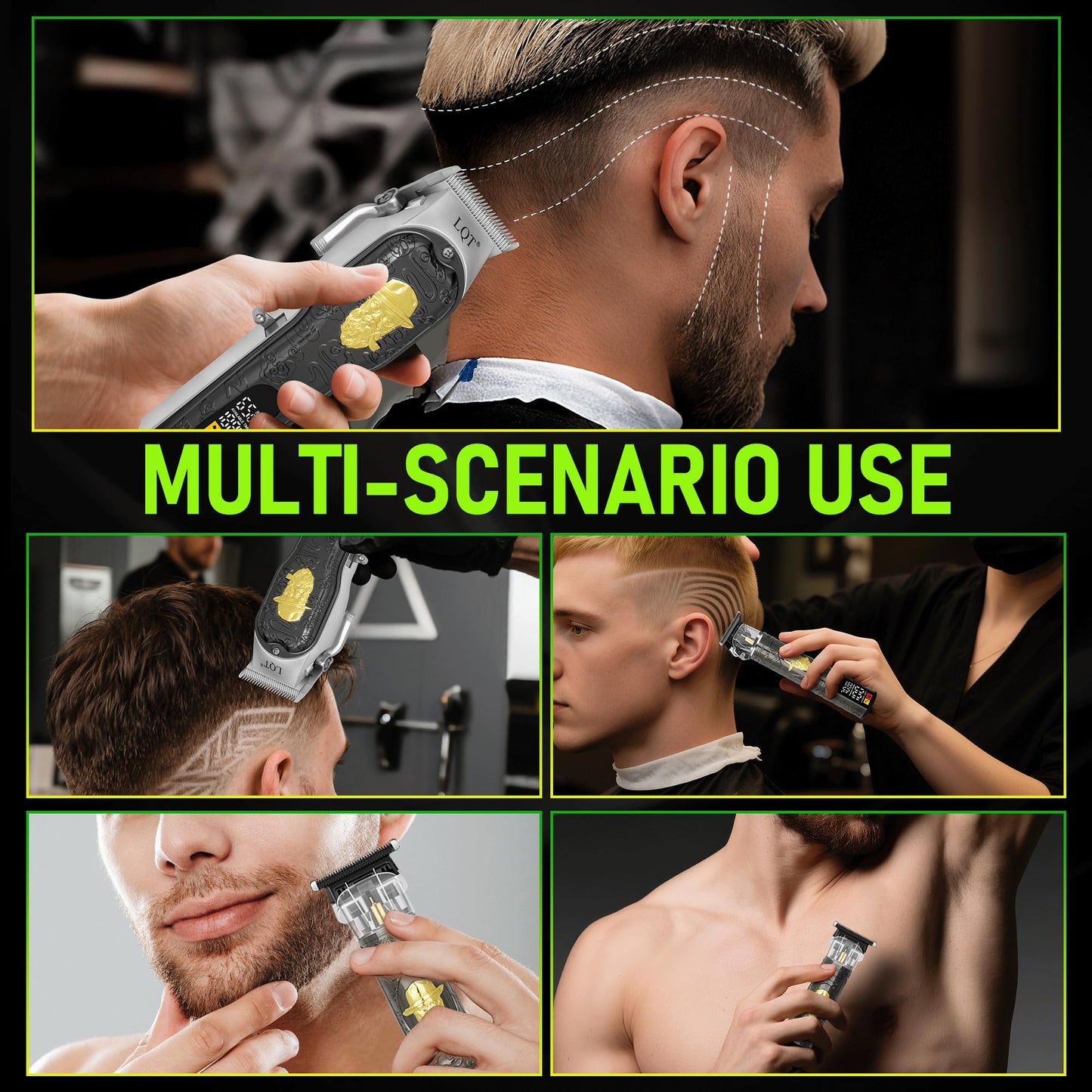 LQT Professional Hair Clippers for Men, Cordless Beard Trimmer Set, Barber-Grade Grooming Kit with USB Fast Charging, Lightweight & Low Noise for Home Use, Gift for Dad
