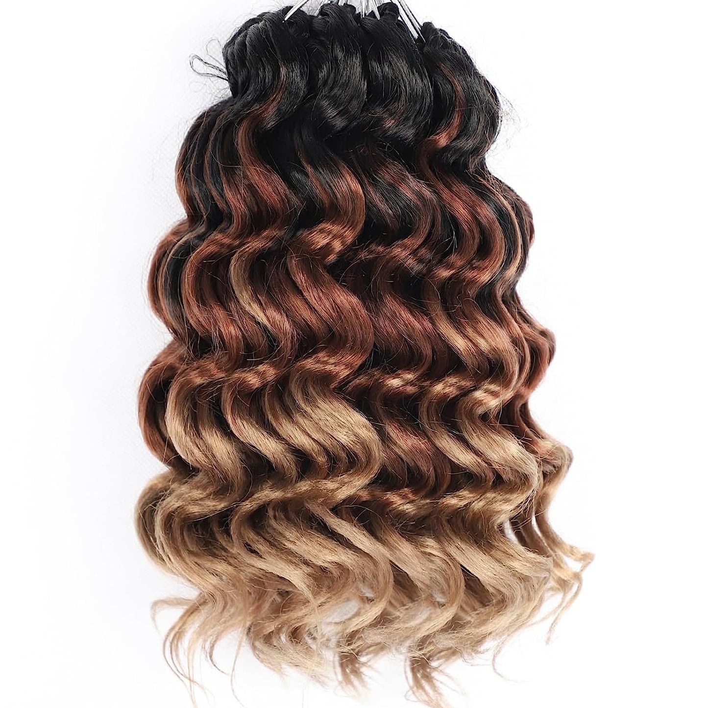 7 Packs Ocean Wave Crochet Hair 18 Inch Long Curly Braiding Deep Ocean Wave Hair Short Wavy Crochet Braids Synthetic Hair Extensions for Women (18Inch (Pack of 7), 1B)