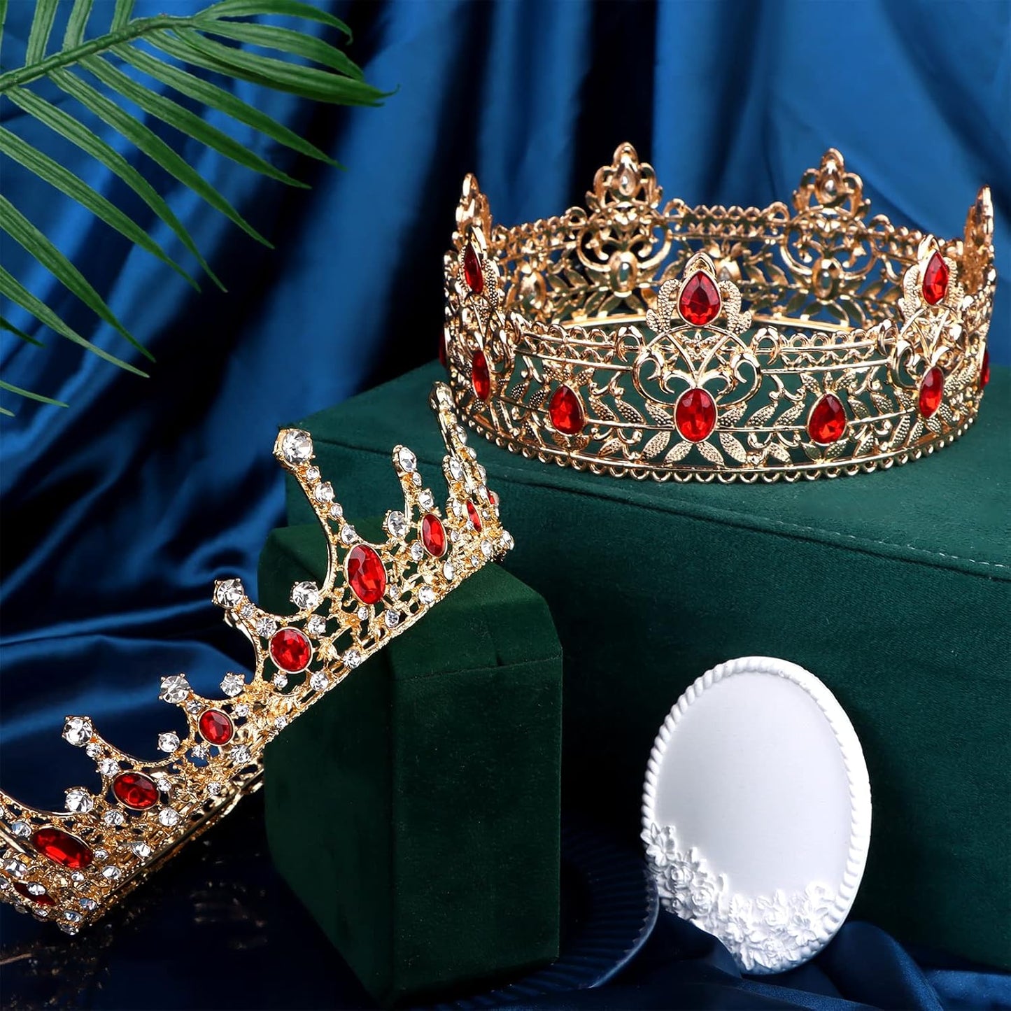 Prom King and Queen Crown Set - Royal Red Rhinestone Crowns for Men & Women | Perfect for Weddings & Parties