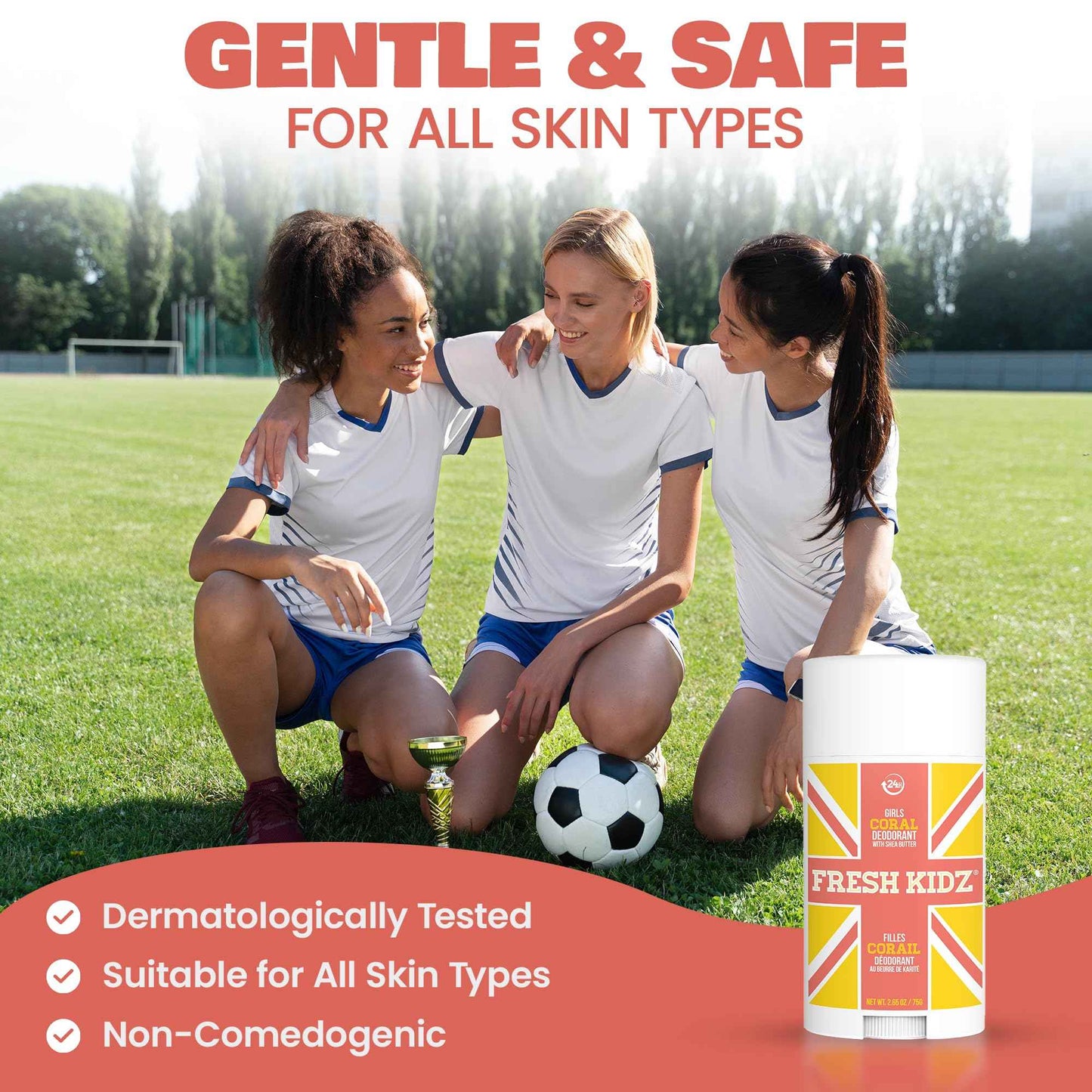 Fresh Kidz Body Wash 16.9 fl.oz. and Stick Deodorant 2.65 oz for Kids and Teens - Girls "Coral" Set