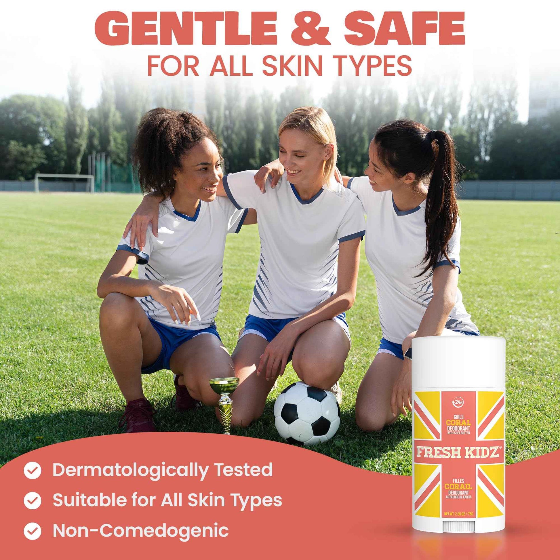 Fresh Kidz Body Wash 16.9 fl.oz. and Stick Deodorant 2.65 oz for Kids and Teens - Girls "Coral" Set