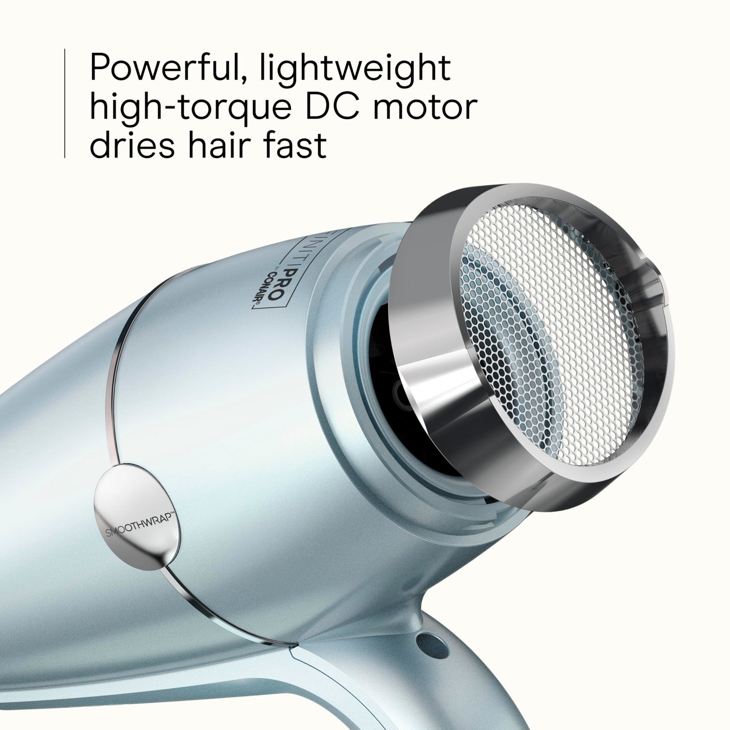 INFINITI PRO CONAIR SmoothWrap Hair Dryer, Blow Dryer with Diffuser and Concentrator Attachments, Advanced Plasma and Ceramic Technology for Less Frizz, More Volume and Body, Mint