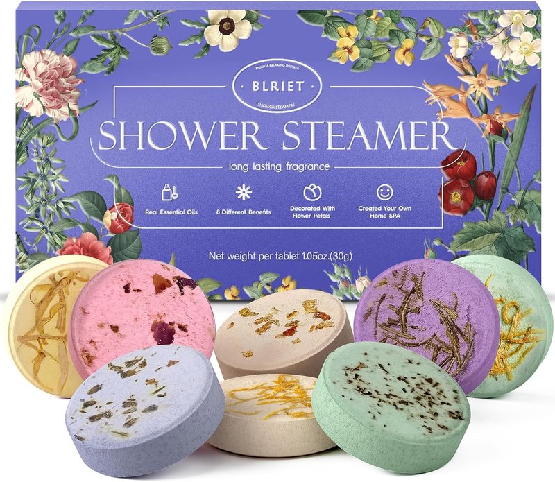 Aromatherapy Shower Steamers - Lavender Essential Oil Shower Bombs | 8-Pack Self-Care Gifts for Women