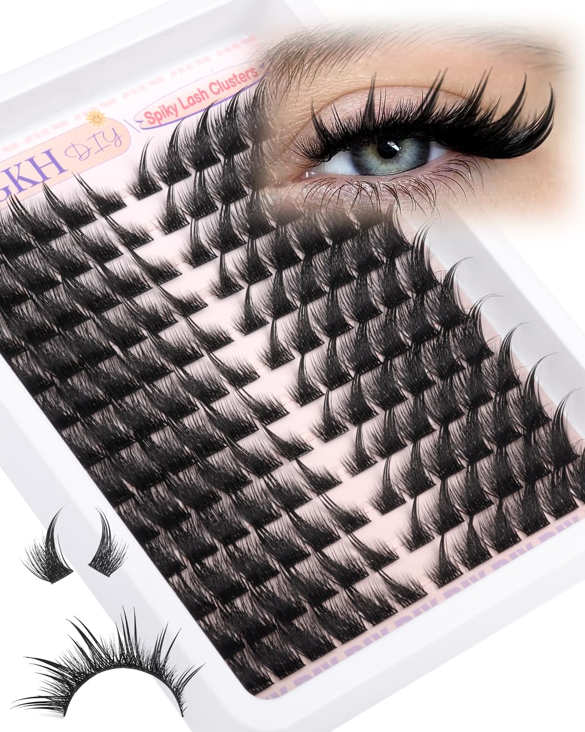 YDAGKH Lash Clusters Fox Eye Spikes Eyelash Extension Wispy Manga Cluster Eyelashes Fairy Spiky Cluster Eyelash Extensions 144Pcs Cat Eye Individuals Lashes Long DIY Volume Anime Lash Extension