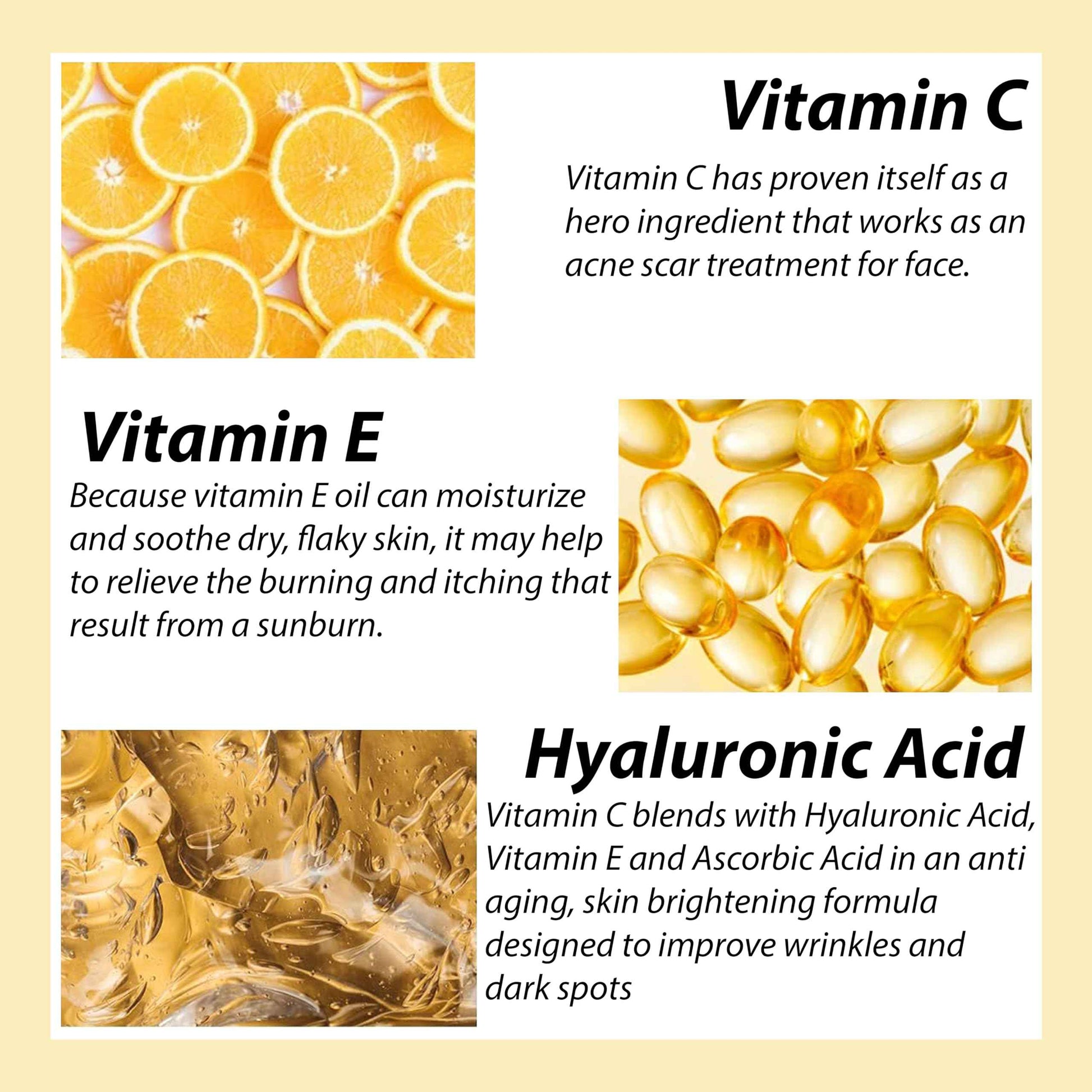 Vitamin c face serum with hyaluronic acid and vitamin e,Skin care, Anti ageing,Anti wrinkles, Smoother and Plumper Skin beauty products 1.35 fl oz