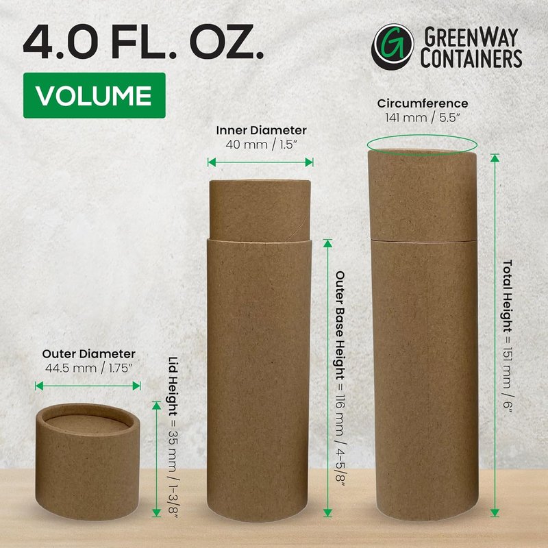 Kraft Paper Shaker Tubes - 10 Pack Biodegradable Containers for Powdered Cosmetics | 4oz, Fully Compostable, White