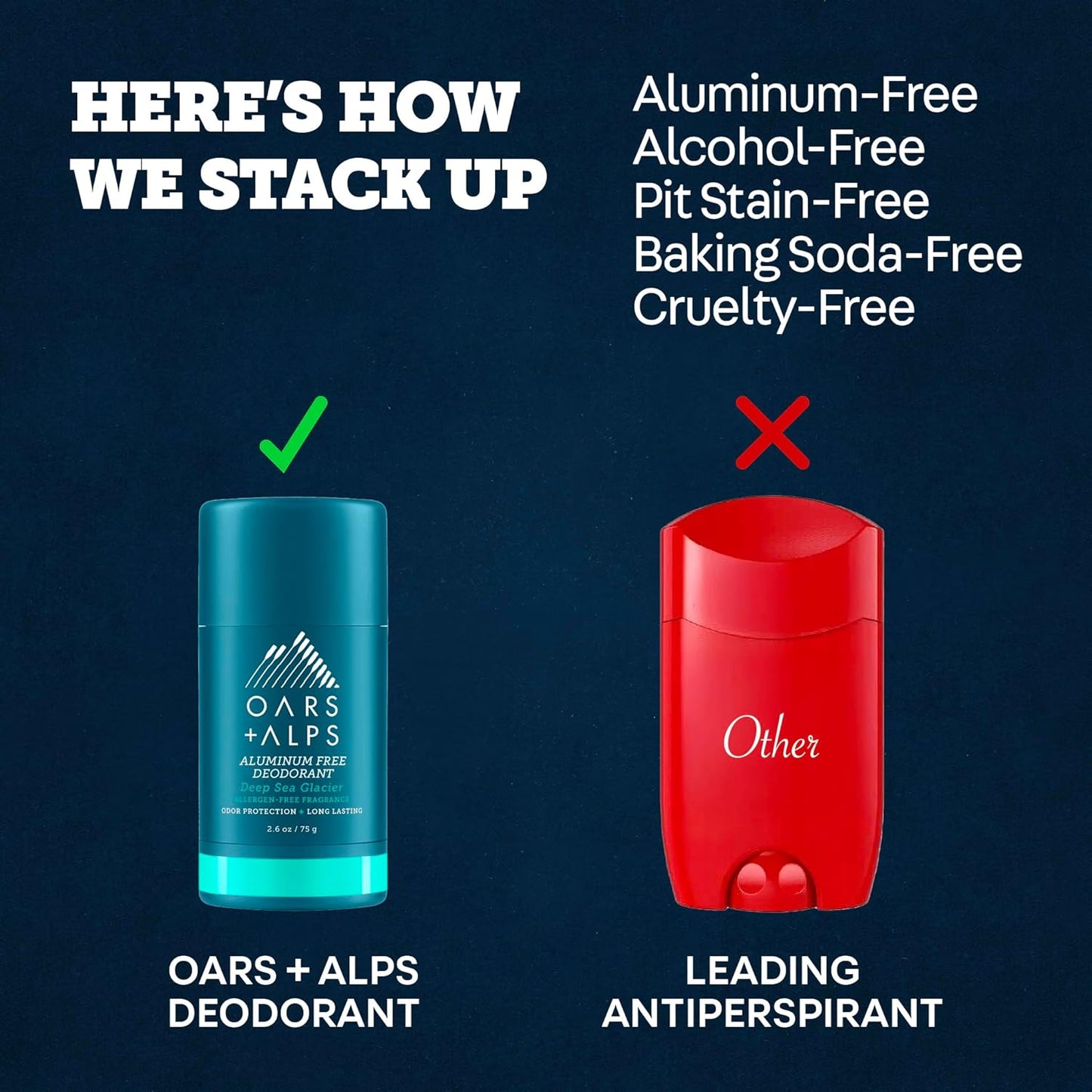 Aluminum Free Deodorant for Men - Long Lasting Odor Protection | Clear, Anti-Chafing, Deep Sea Glacier, 2.6oz