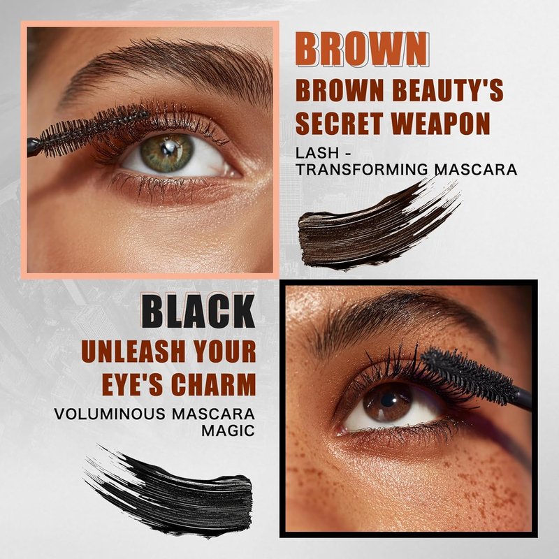 Women's Tubing Mascara - 2-in-1 Black & Brown Double-Ended | Volumizing, Lengthening, Waterproof, Hypoallergenic