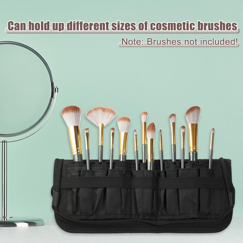 VOCOSTE Foldable Makeup Brush Holder, 23 Pockets Makeup Brush Organizer, Stand-up Makeup Brush Travel Bag Cosmetic Case, Portable Travel Makeup Brushes Case Handbag