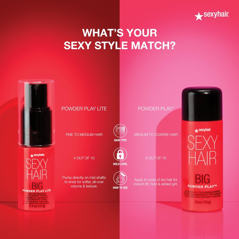SexyHair Big Powder Play Lite Soft Volumizing & Texturizing, 0.4 Oz | Up to 50% More Volume | Lightweight | Invisible
