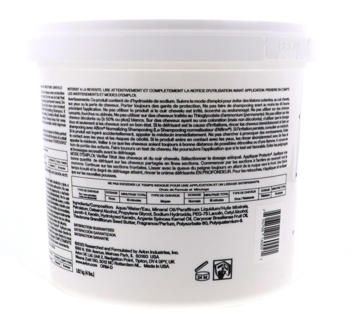 Avlon Affirm Creme Relaxer Original Formula Normal 4 lbs.