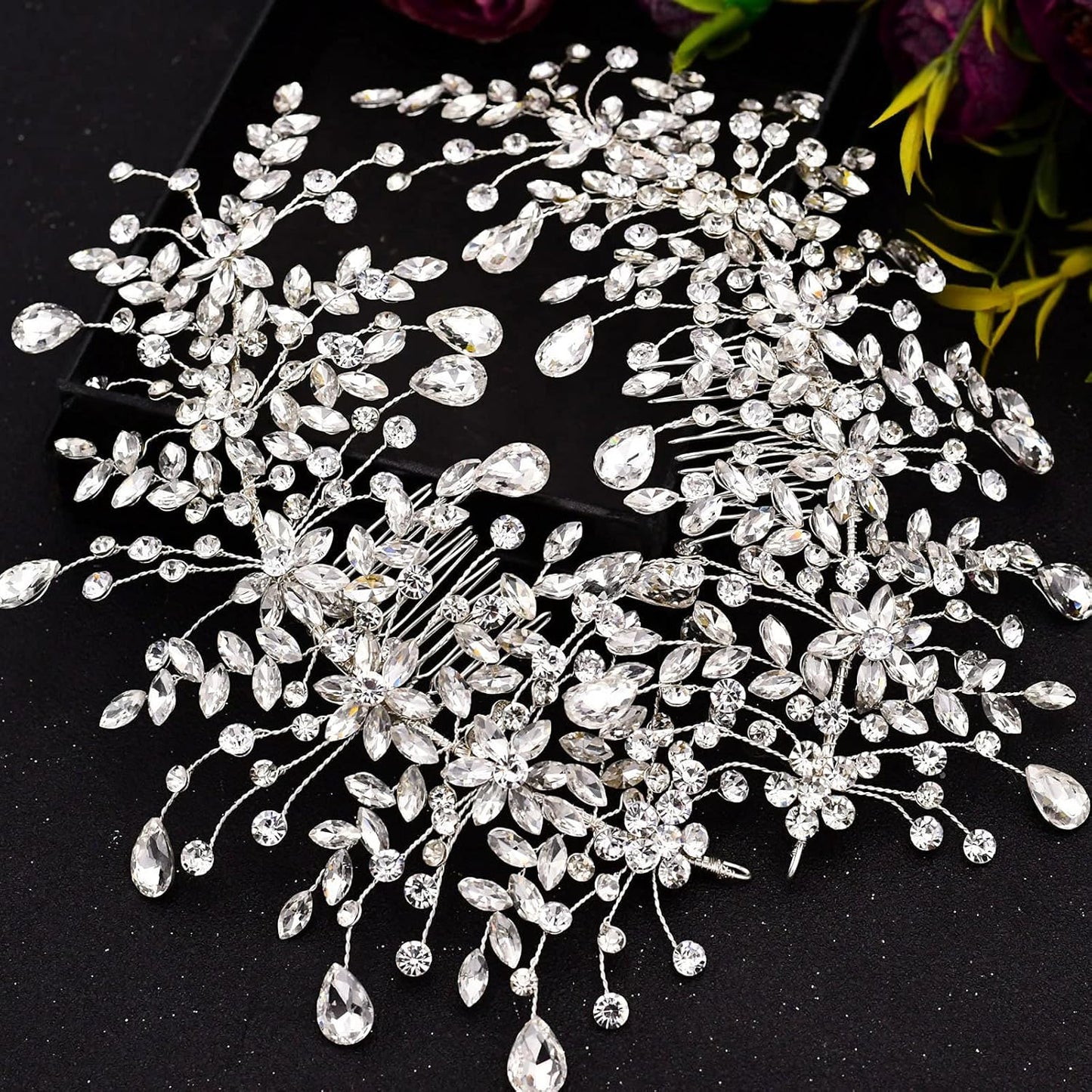 Bridal Tiara - Silver Rhinestone Hair Accessory for Weddings | Elegant Hair Comb for Bridesmaids