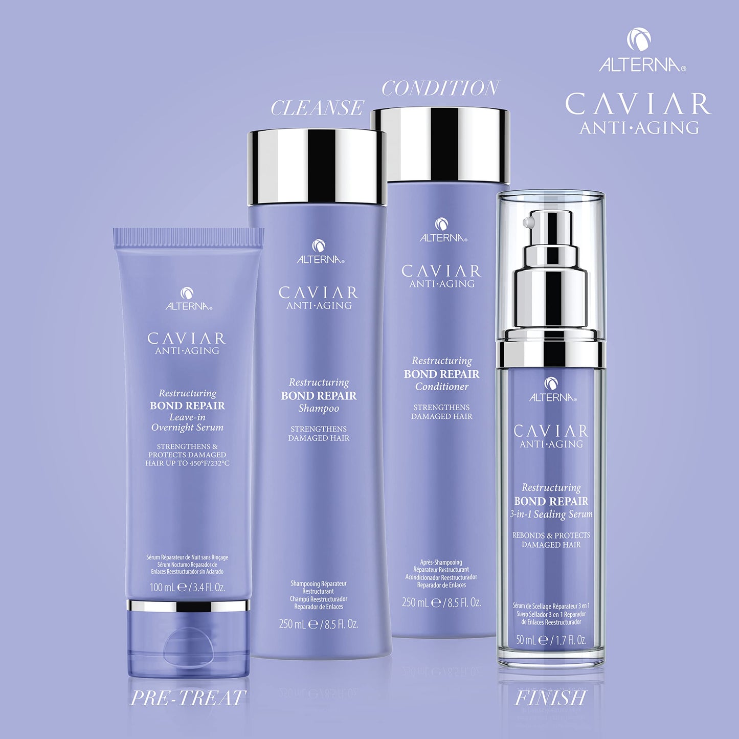Alterna Haircare CAVIAR Anti-Aging Restructuring Bond Repair Conditioner 33.8 Fl Oz | For Brittle, Damaged and Split Ends | Repairs, Strengthens and Protects Damaged Hair | Sulfate Free