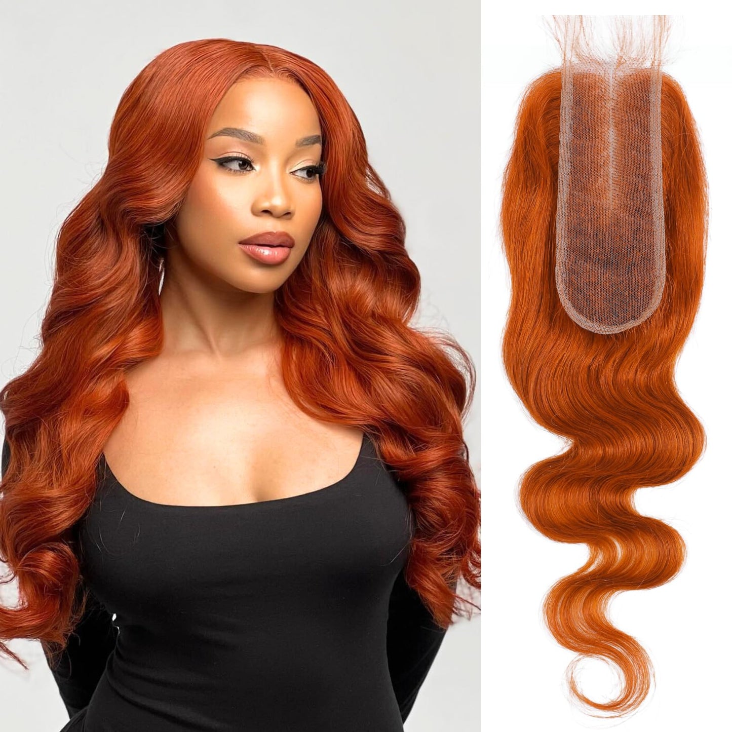 350 Ginger Colored Body Wave 2x6 Closure, 14 Inch