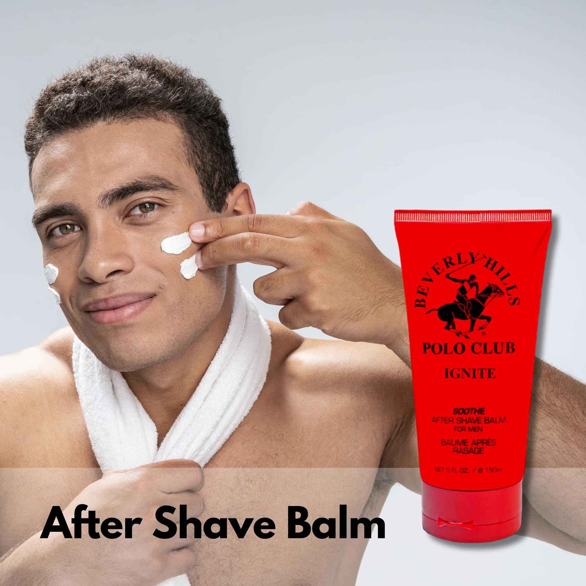 Beverly Hills Polo Club After Shave Balm for Men - Ignite (Musk Woody) - Soothing & Hydrating Post-Shave Lotion 5oz