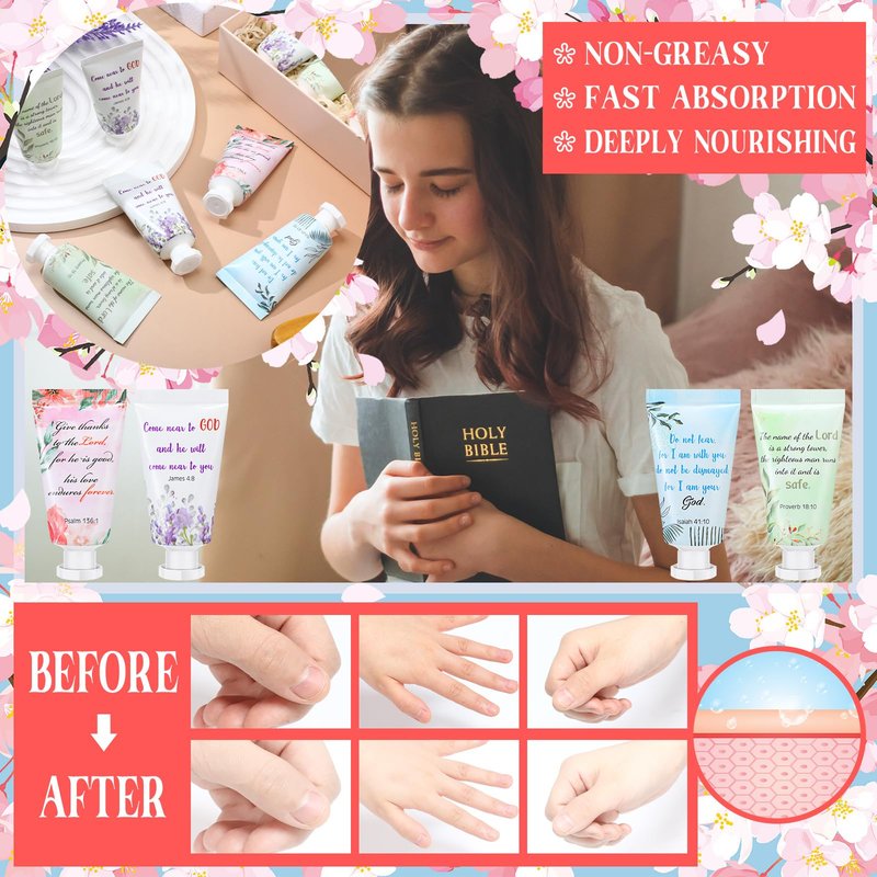Landhoow 72 Pack Mother's Day Christian Hand Cream Bulk for Women Travel Hand Lotion Set Religious Bible Verse Gifts for Church Prayers School Teacher Wedding Anniversary Birthday