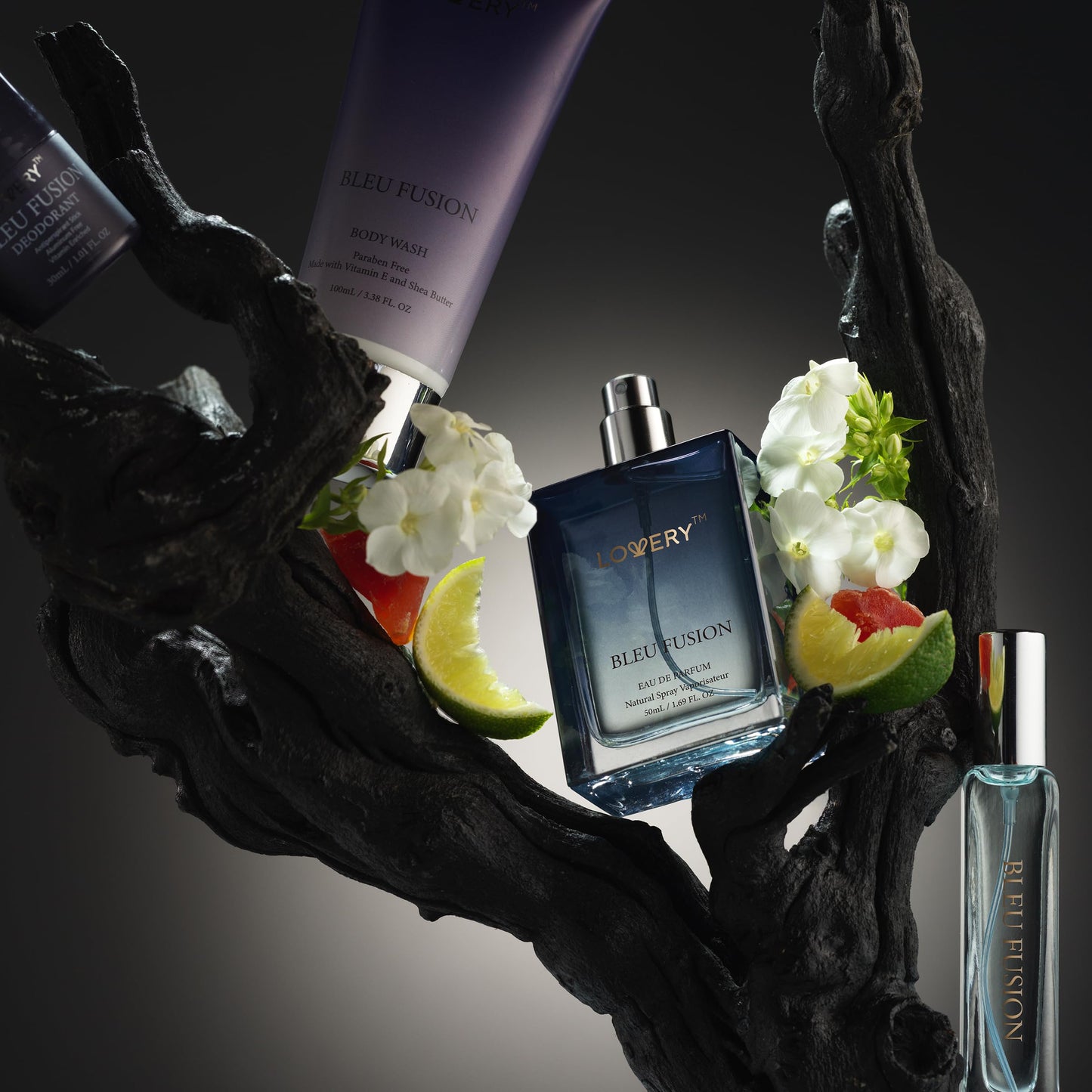 Blue Fusion Perfume for Men, Mens Cologne Set 4 in 1 Perfume Set & Colognes Gift Set - 4 Piece Parfum, Antiperspirant Deodorant Stick, Body Lotion, Cologne - Masculine Birthday Gifts Perfumes for Men
