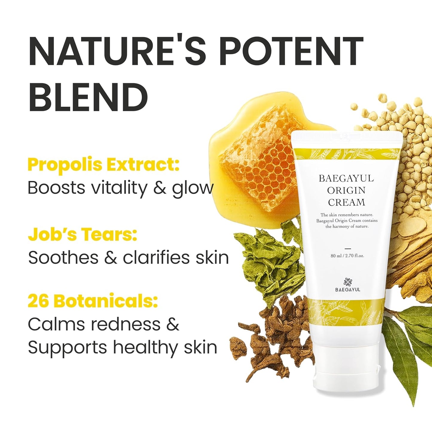 ORIGIN Face Moisturizer Cream - Korean Daily Hydrating Cream with Propolis & Coix Seed Extract | Soothes Dry, Sensitive Skin [2.71 fl oz]