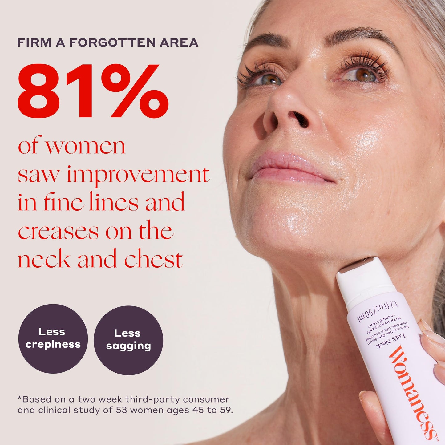 Womaness Let’s Neck Serum for Neck Tightening and Lifting - Firming and Tightening Neck Cream with Cooling Roller Applicator - Hydrating Neck Serum to Smooth Wrinkles and Sagging Skin for Women - 50ml