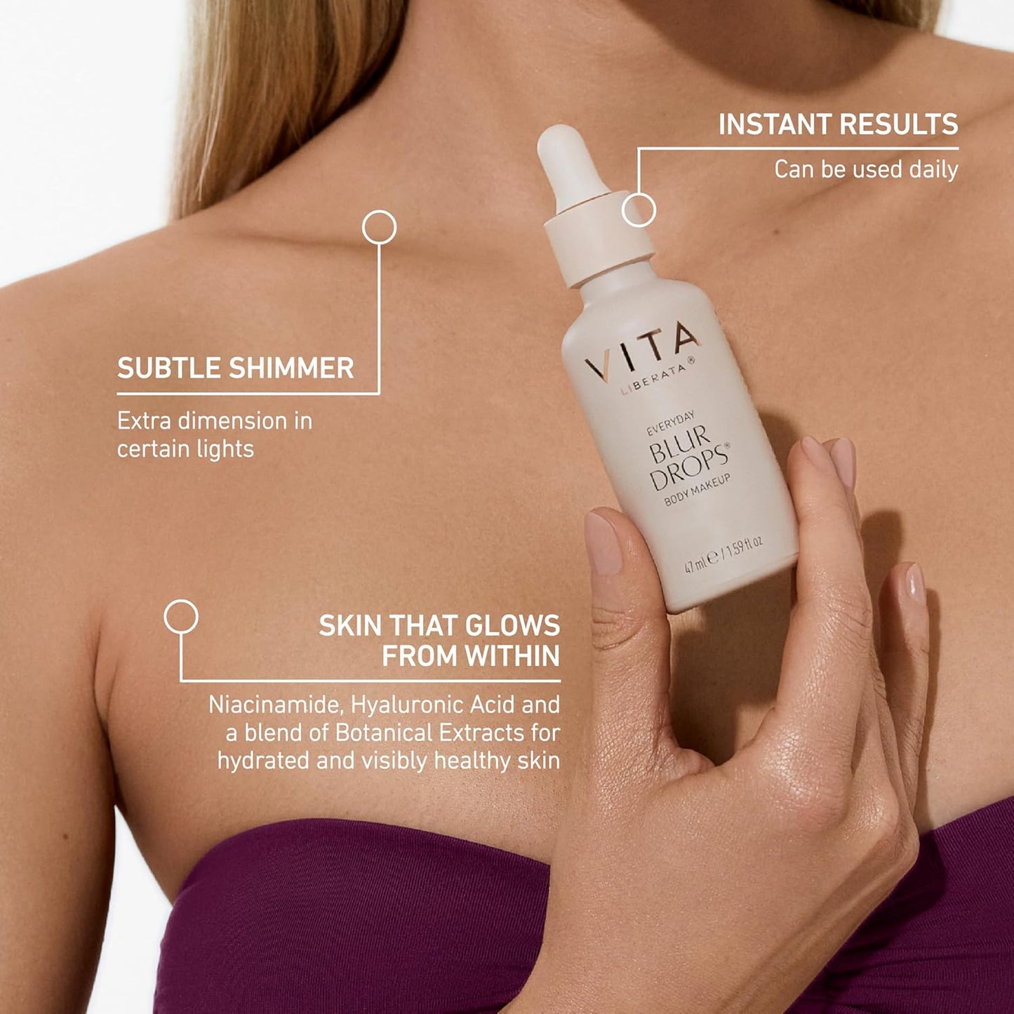 VITA LIBERATA Everyday Body Blur Drops - Medium Tanning Drops for Matte Satin Finish | 1.59 Fl Oz