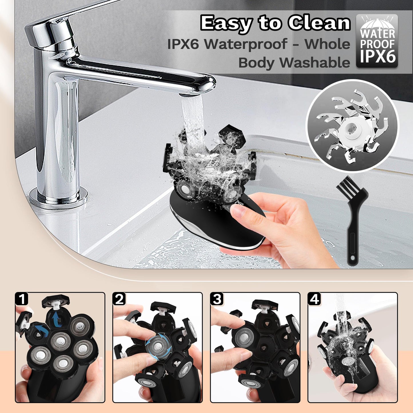 Electric Razors for Women, 7D Electric Shaver for Women, 5 in 1 Lady Shavers, Wet/Dry Bikini Trimmer, Rechargeable Face Razor for Arms Legs Armpit Pubic Area