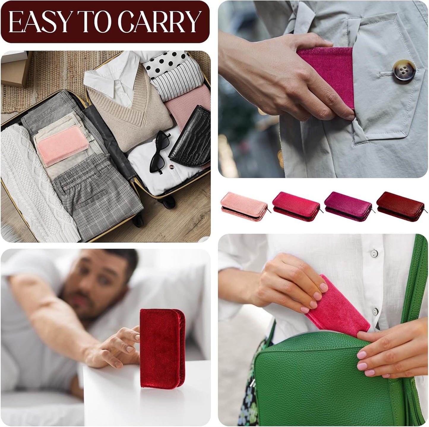 Mini Manicure Set - 24 Sets Nail Grooming Kit for Men & Women | Luxurious Travel Case, Stainless Steel, 8-in-1 (Red)